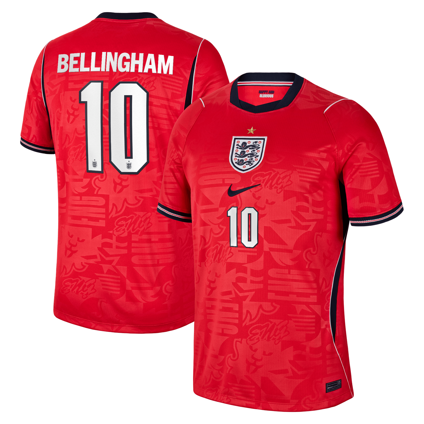 Jude Bellingham England National Team Nike 2026 Away Stadium Replica Jersey - Red